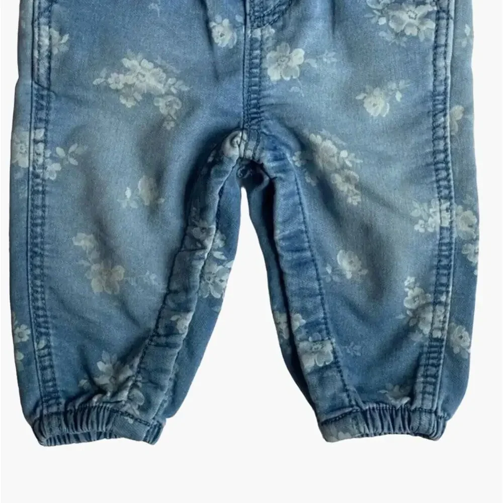 OshKosh B'Gosh Overalls Infant Girls Size 6 Months denim jeans Pants Gold Belt F